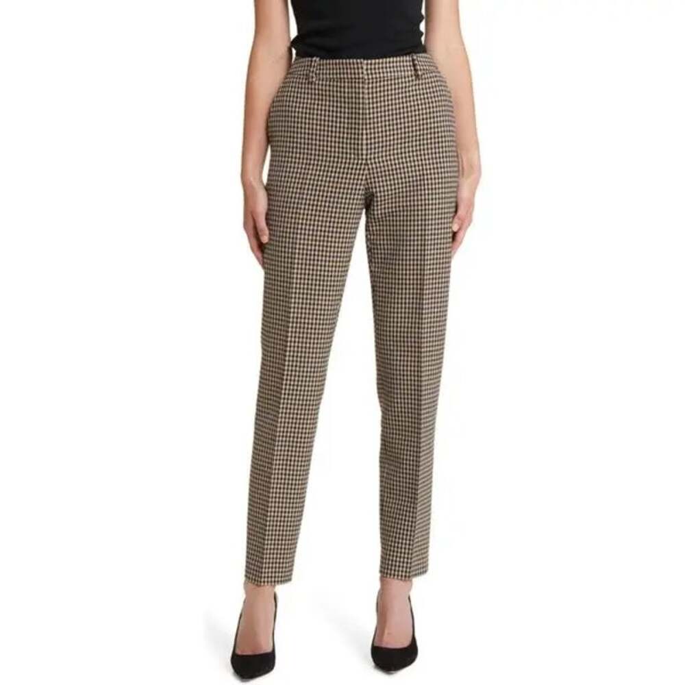 BOSS Tamata Brown Checkered Slim Ankle Trousers (2)